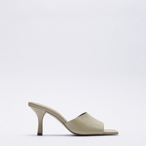 New style square toe high heel open slippers