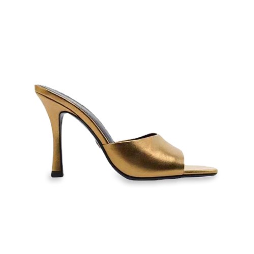 Exquisite shiny gold high heel open slippers