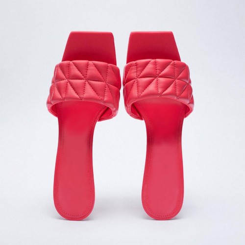 Fashionable quilted design high heel open slippers