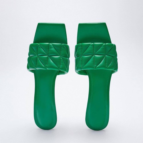 Fashionable quilted design high heel open slippers