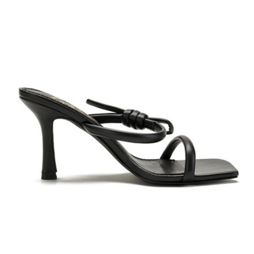 Fashionable unique lace-up knot high heel open slippers