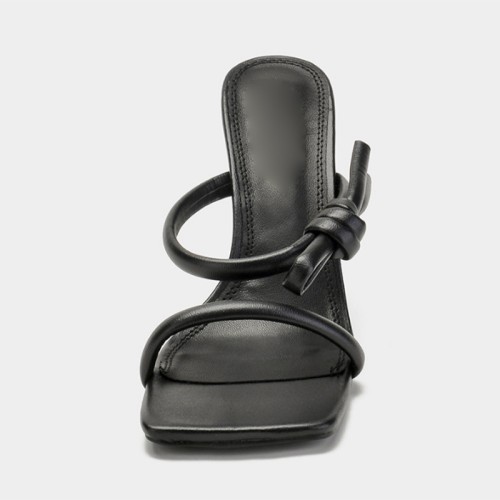 Fashionable unique lace-up knot high heel open slippers