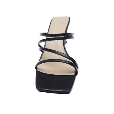 New square toe lace-up high heel open slippers