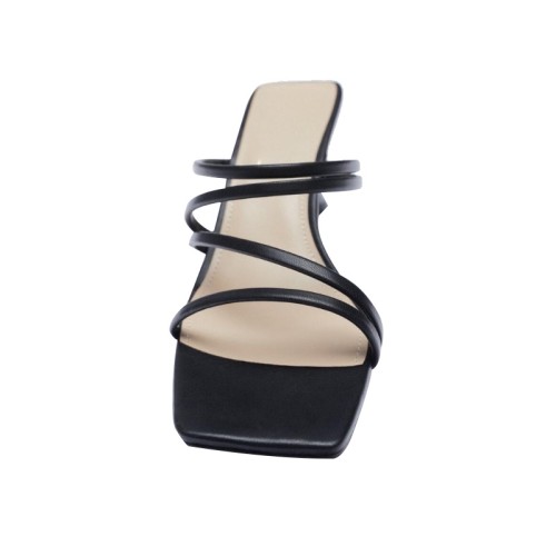 New square toe lace-up high heel open slippers