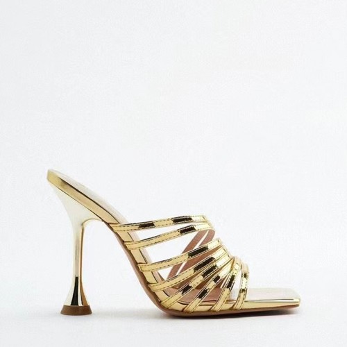 Fashionable lace up high heel open slippers