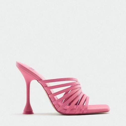 Fashionable lace up high heel open slippers
