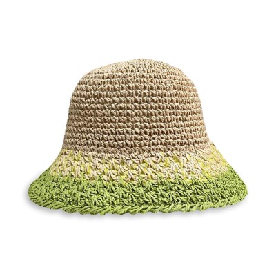 Gradient color women's crochet straw hat