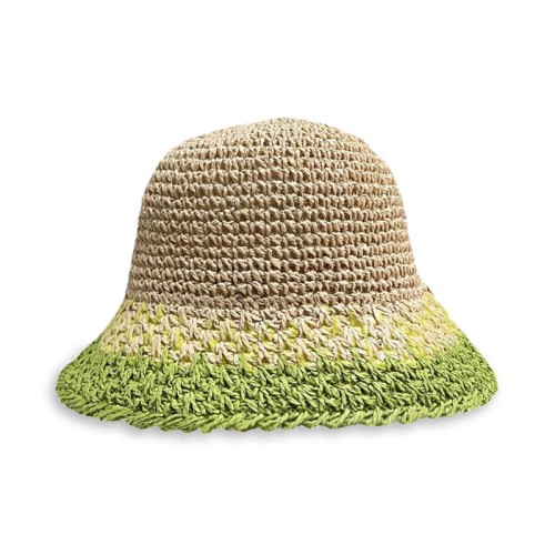 Gradient color women's crochet straw hat