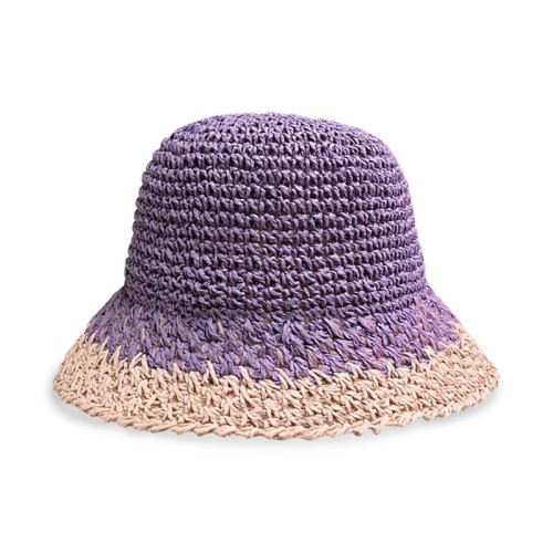 Gradient color women's crochet straw hat