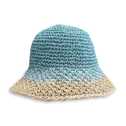 Gradient color women's crochet straw hat