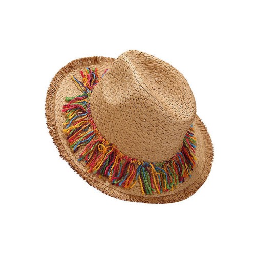 Colorful tassel sunshade women's woven straw hat