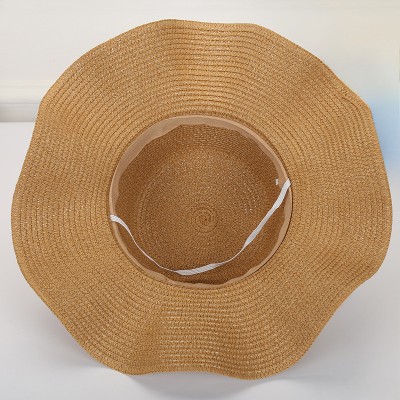 Elegant wreath wide brim ladies woven straw hat