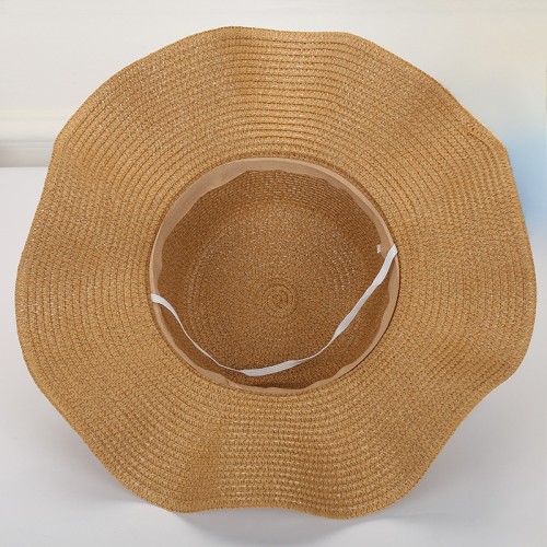 Elegant wreath wide brim ladies woven straw hat