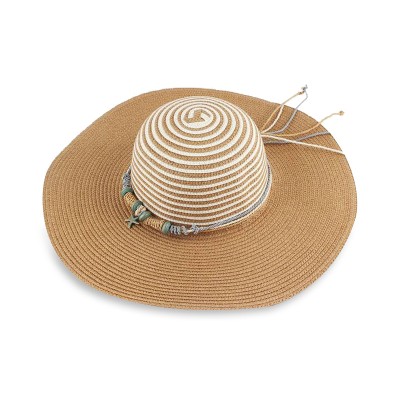 Fashion striped wide brim ladies woven straw hat