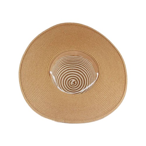 Fashion striped wide brim ladies woven straw hat