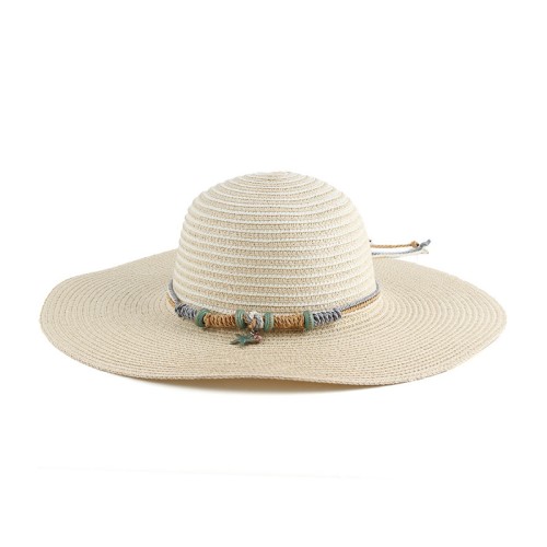 Fashion striped wide brim ladies woven straw hat