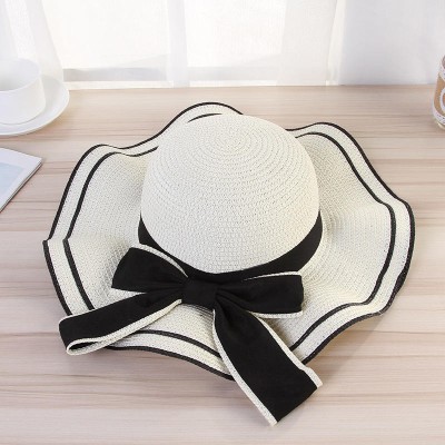 Large wide brim sun protection women's woven straw hat