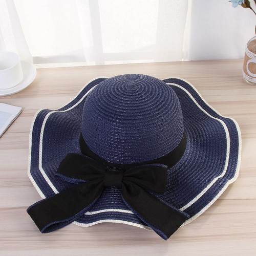 Large wide brim sun protection women's woven straw hat