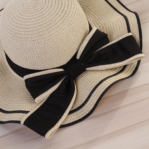 Large wide brim sun protection women's woven straw hat