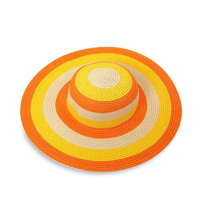 Women's colorful striped woven straw hat