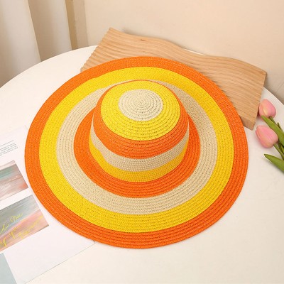 Women's colorful striped woven straw hat