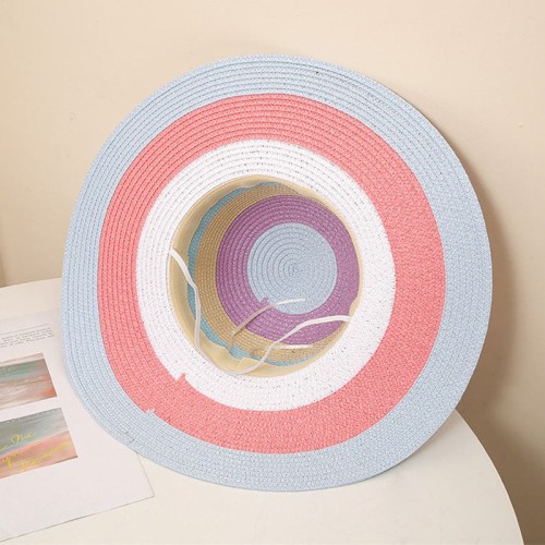 Women's colorful striped woven straw hat