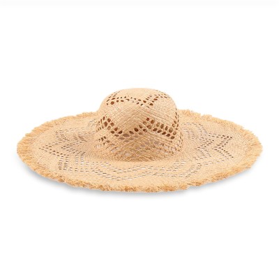 Women's wide-brim hollow woven straw hat