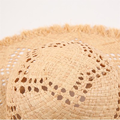 Women's wide-brim hollow woven straw hat