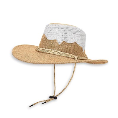 Breathable mesh wide brim women's straw hat