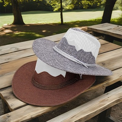 Breathable mesh wide brim women's straw hat