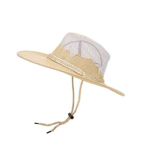 Breathable mesh wide brim women's straw hat