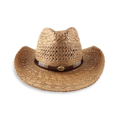 Retro curved wide brim women's denim straw hat