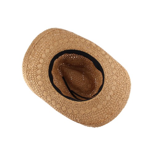 Retro curved wide brim women's denim straw hat
