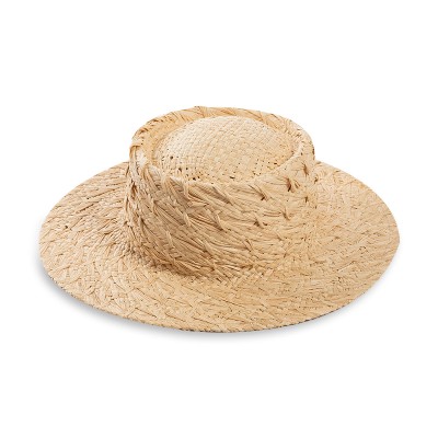 Flat top wide brim women's woven straw hat