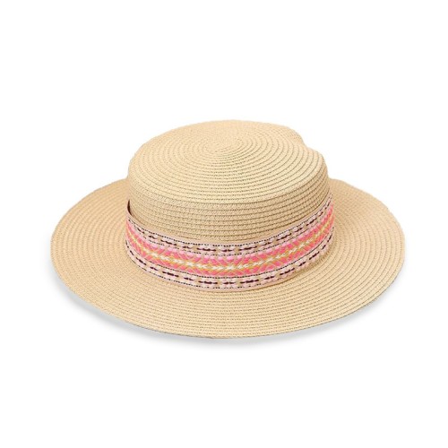 Retro pattern women's woven straw hat