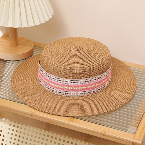 Retro pattern women's woven straw hat