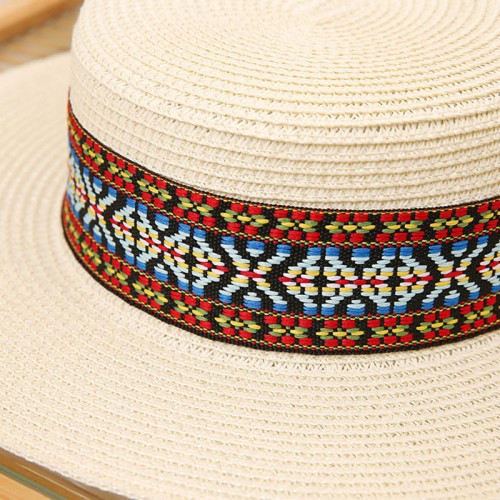 Retro pattern women's woven straw hat