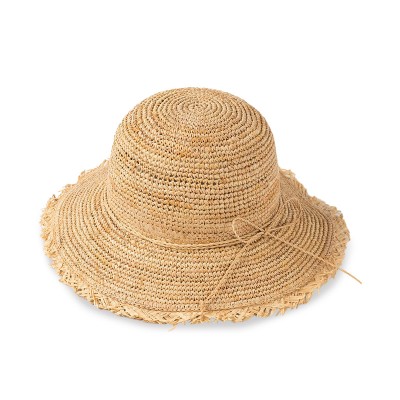 Summer wide brim women's crochet straw hat
