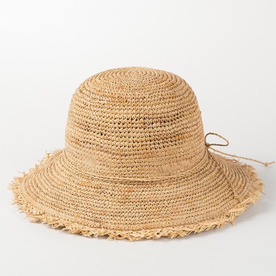 Summer wide brim women's crochet straw hat