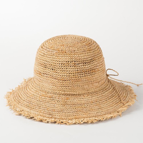 Summer wide brim women's crochet straw hat