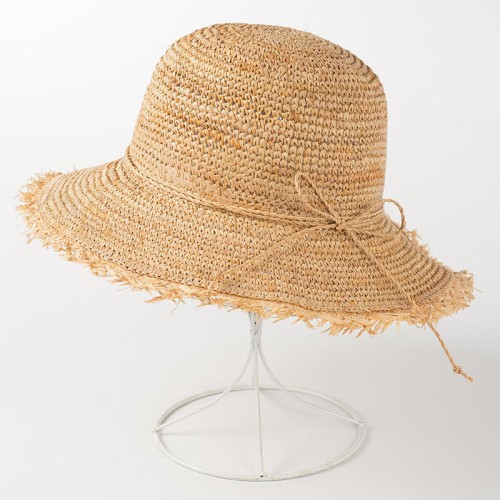 Summer wide brim women's crochet straw hat