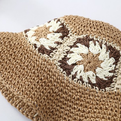 Vintage floral braided women's straw hat