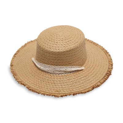 Summer flat top wide brim women's woven straw hat