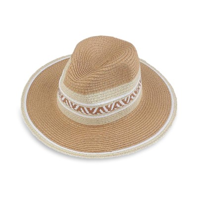Fashionable wide brim ladies woven straw hat