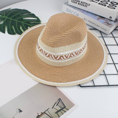 Fashionable wide brim ladies woven straw hat