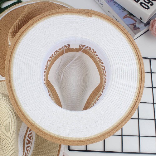 Fashionable wide brim ladies woven straw hat