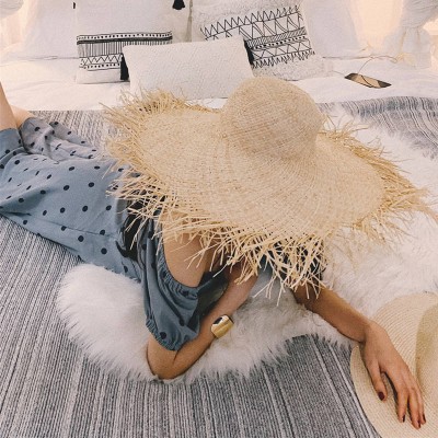 Casual wide brim women's braided straw hat