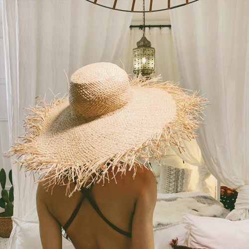 Casual wide brim women's braided straw hat