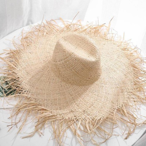 Casual wide brim women's braided straw hat