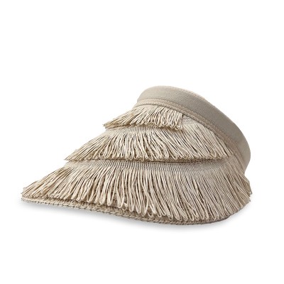 Women's sun hat with wide brim and tassels